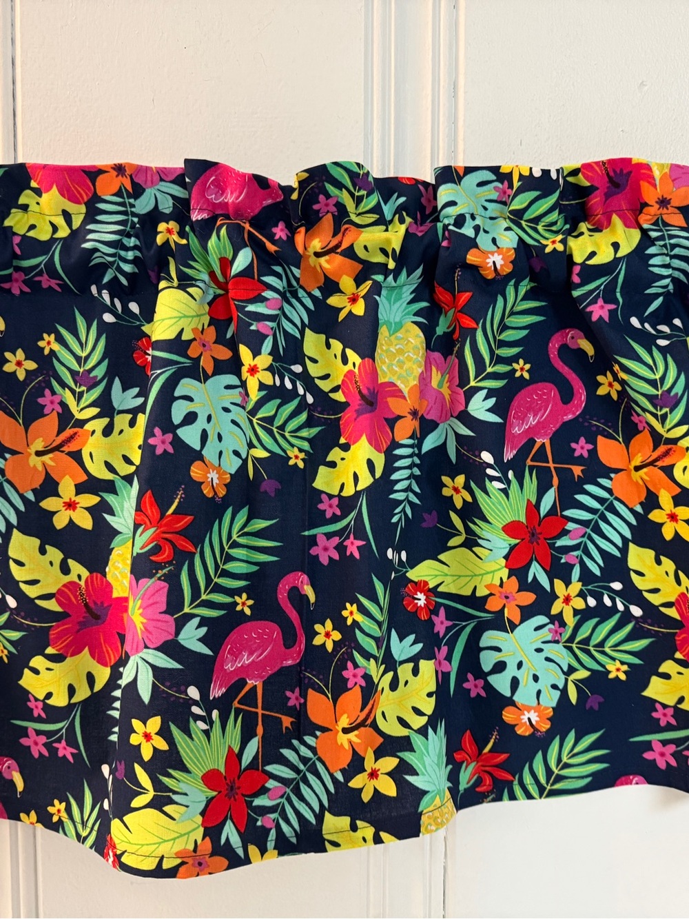 Tropical Flamingo window valance curtain